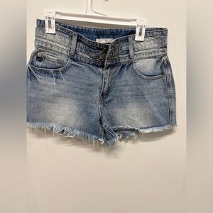 KanCan High-Waisted Distressed Denim Shorts